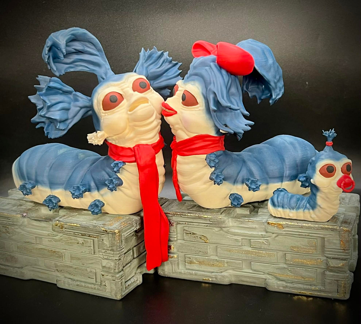 Labyrinth Inspired Worm Figurine - with Missus & Baby Worm!