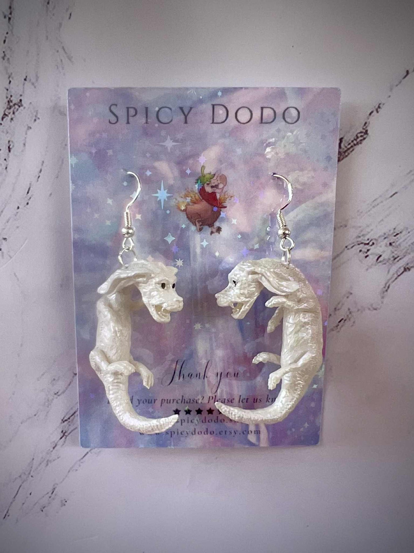 Neverending Story Inspired Falkor Dragon Earrings