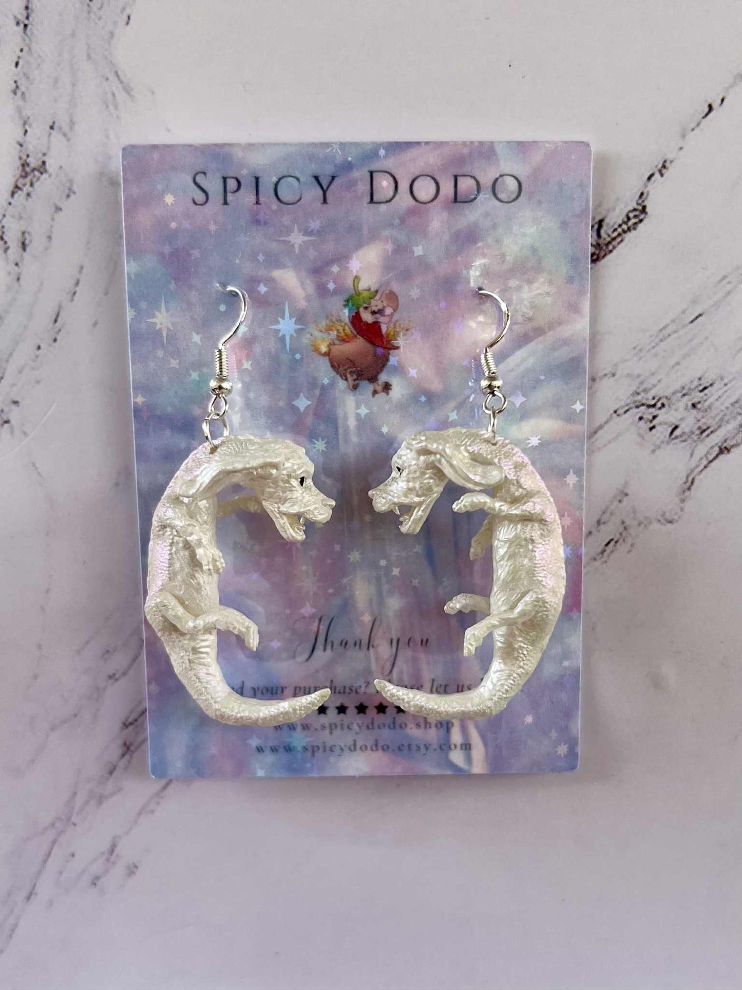Neverending Story Inspired Falkor Dragon Earrings