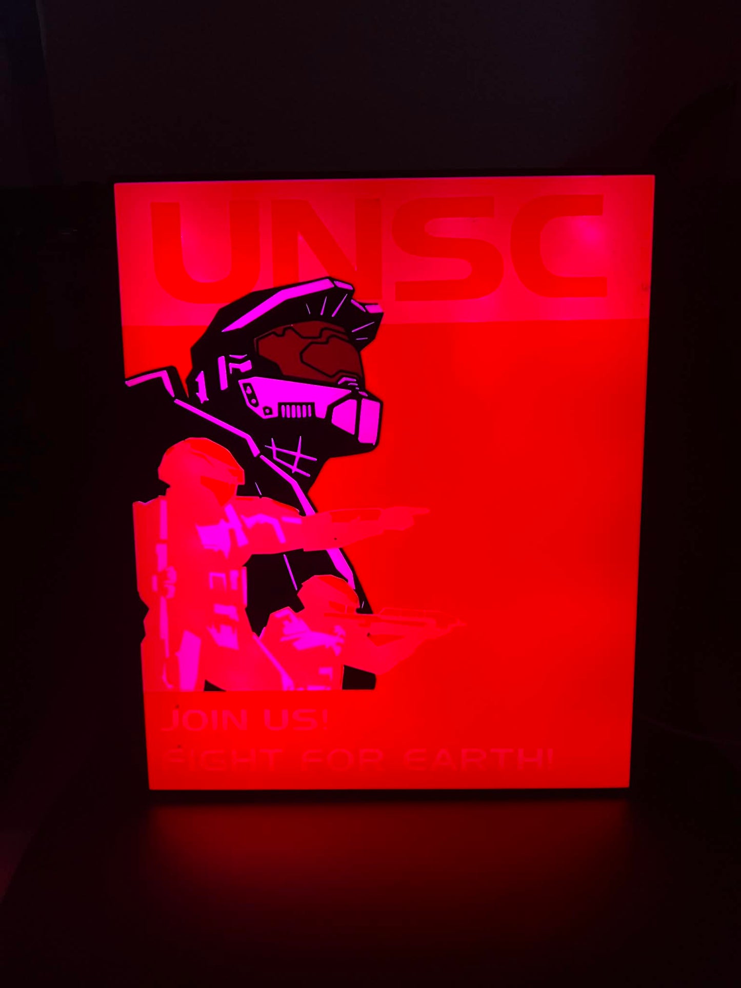 Halo Inspired UNSC “Join Us! Fight for Earth!” RGB Display Light Box