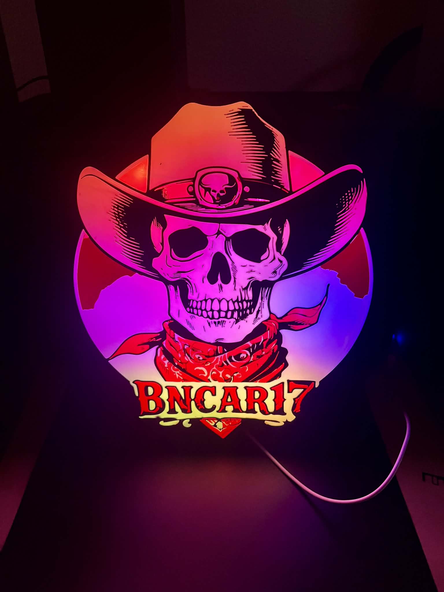Custom RGB Logo Light Box – Skull Cowboy Design – spicydodo