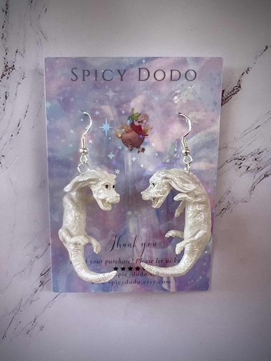 Neverending Story Inspired Falkor Dragon Earrings