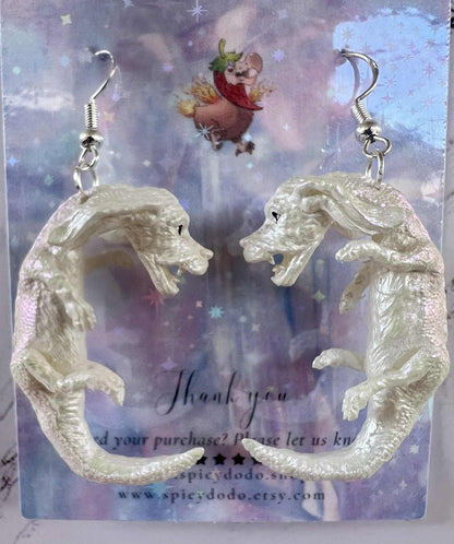 Neverending Story Inspired Falkor Dragon Earrings