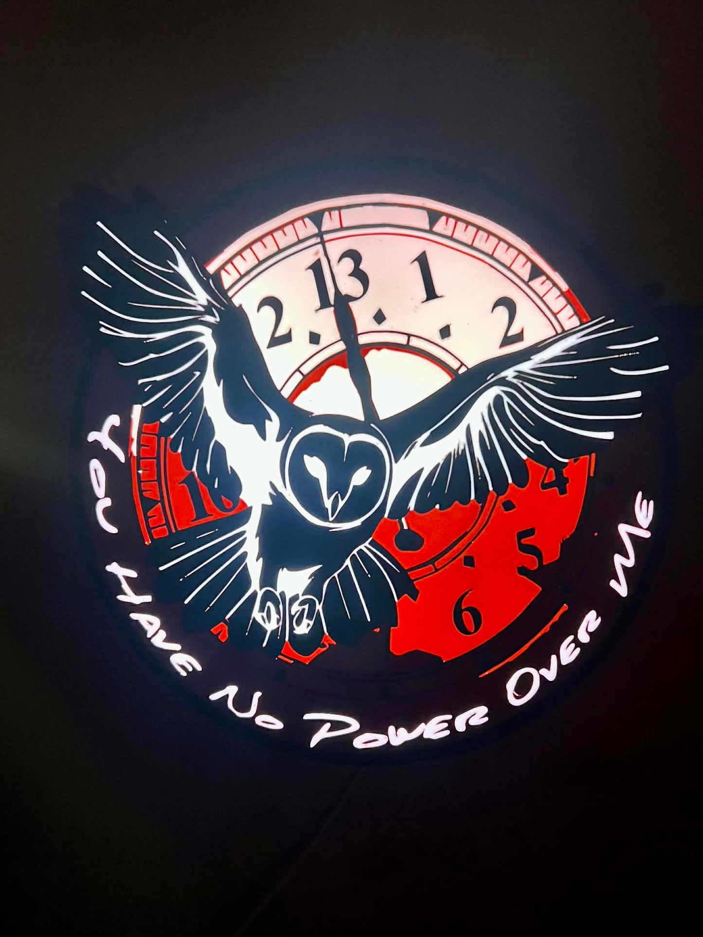 Labyrinth-Inspired RGB Owl Clock Display – “You Have No Power Over Me” – Lighted Wall Art