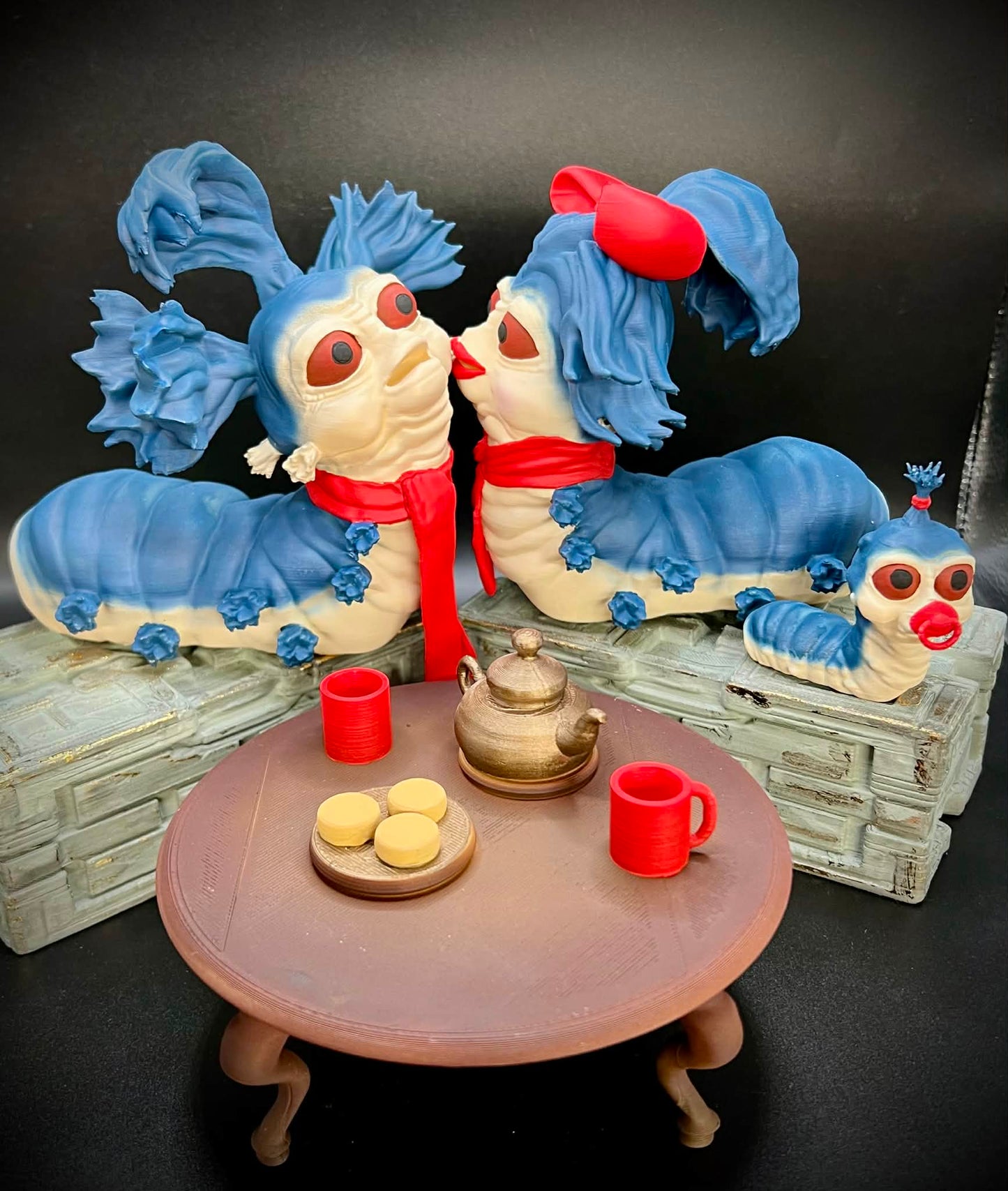 Labyrinth Inspired Worm Figurine - with Missus & Baby Worm!