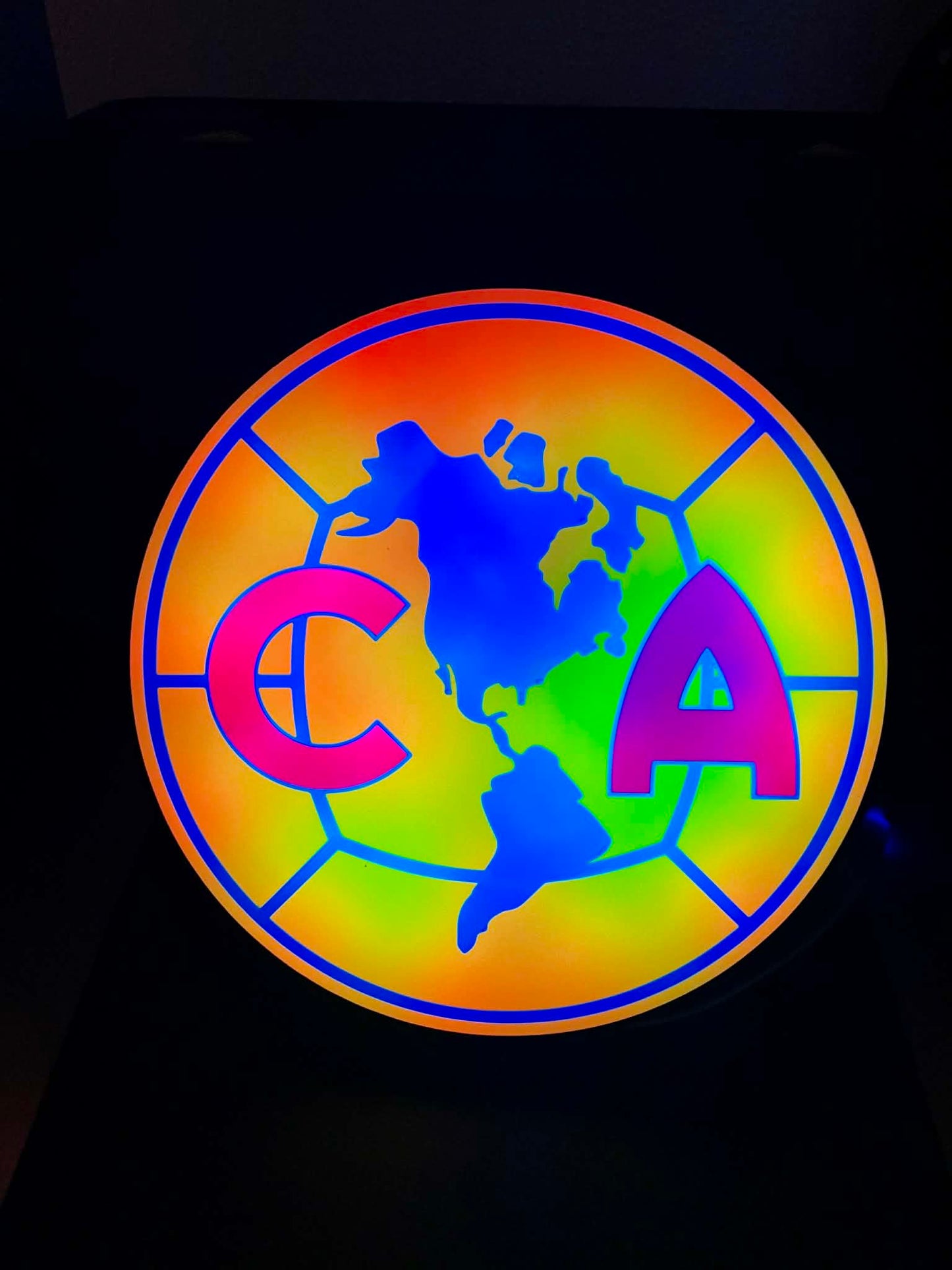 Club América 3D LED RGB Light Box – Multicolor, Sound-Reactive, Wall-Mounted Soccer Fan Decor