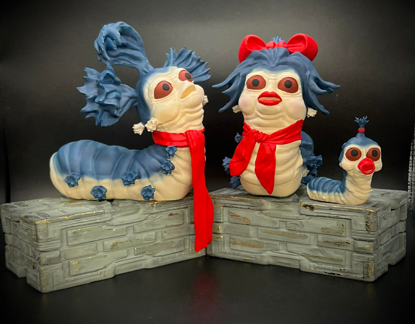 Labyrinth Inspired Worm Figurine - with Missus & Baby Worm!