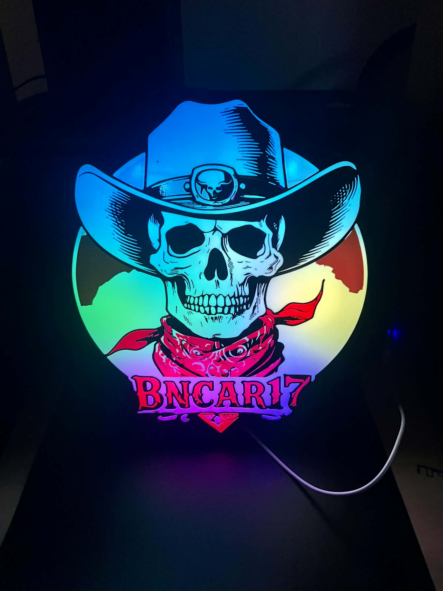 Custom RGB Logo Light Box – Skull Cowboy Design – spicydodo