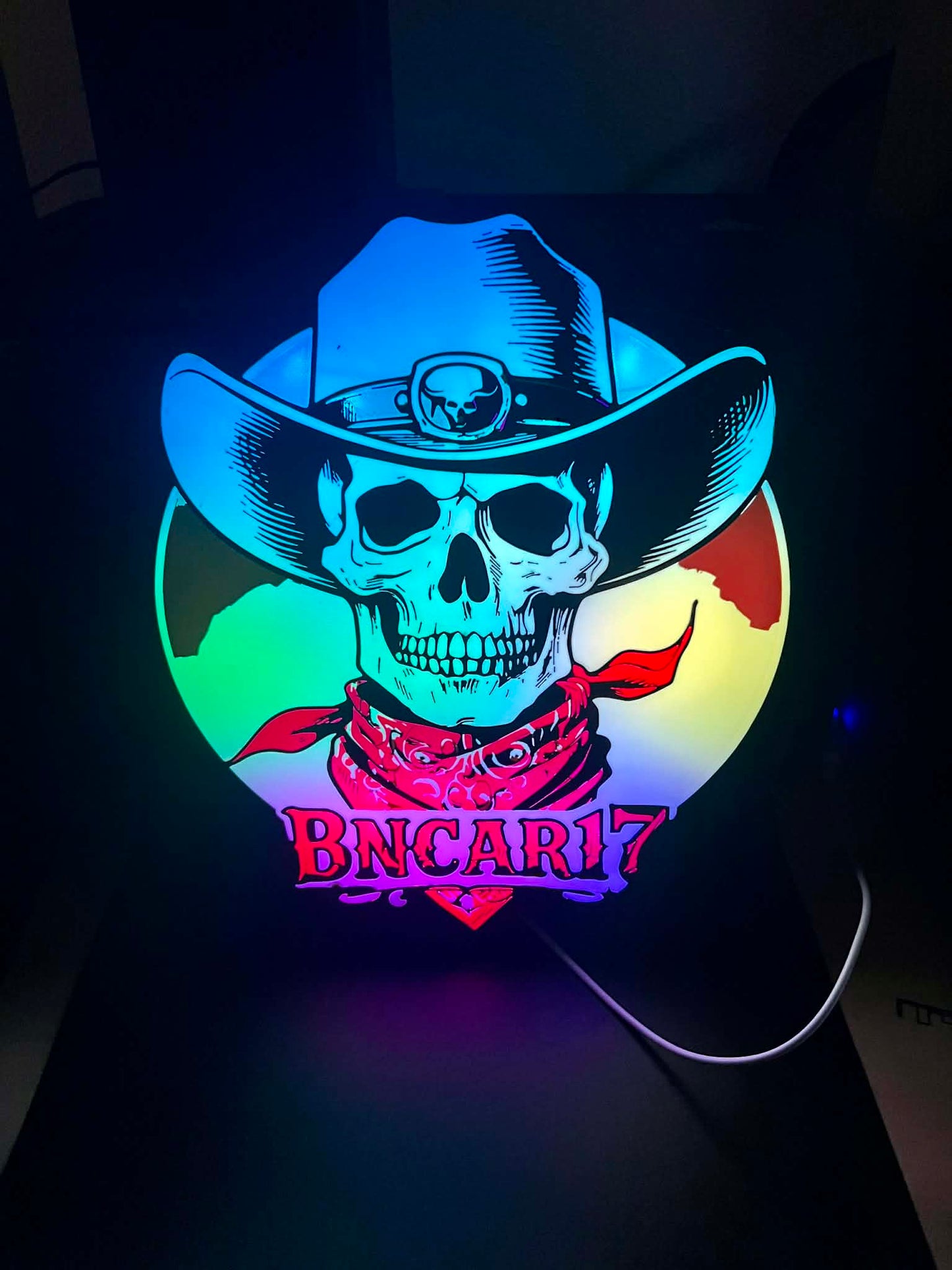 Custom RGB Logo Light Box – Skull Cowboy Design