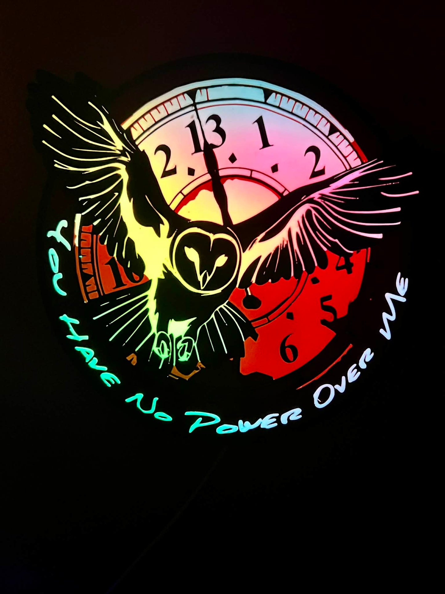 Labyrinth-Inspired RGB Owl Clock Display – “You Have No Power Over Me” – Lighted Wall Art