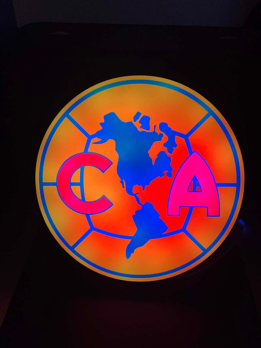 Club América 3D LED RGB Light Box – Multicolor, Sound-Reactive, Wall-Mounted Soccer Fan Decor