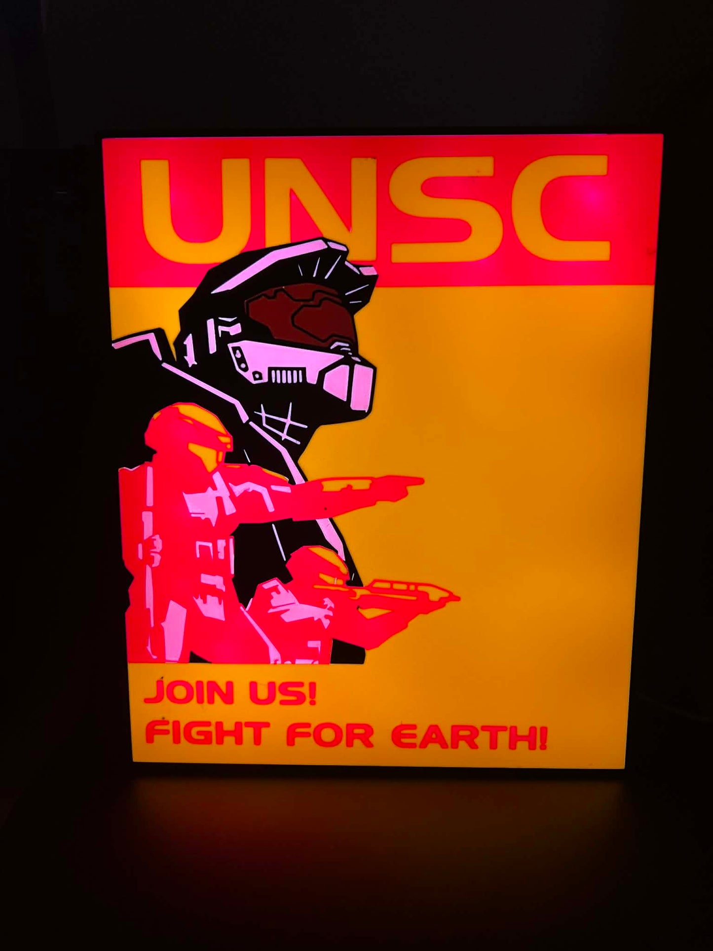 Halo Inspired UNSC “Join Us! Fight for Earth!” RGB Display Light Box
