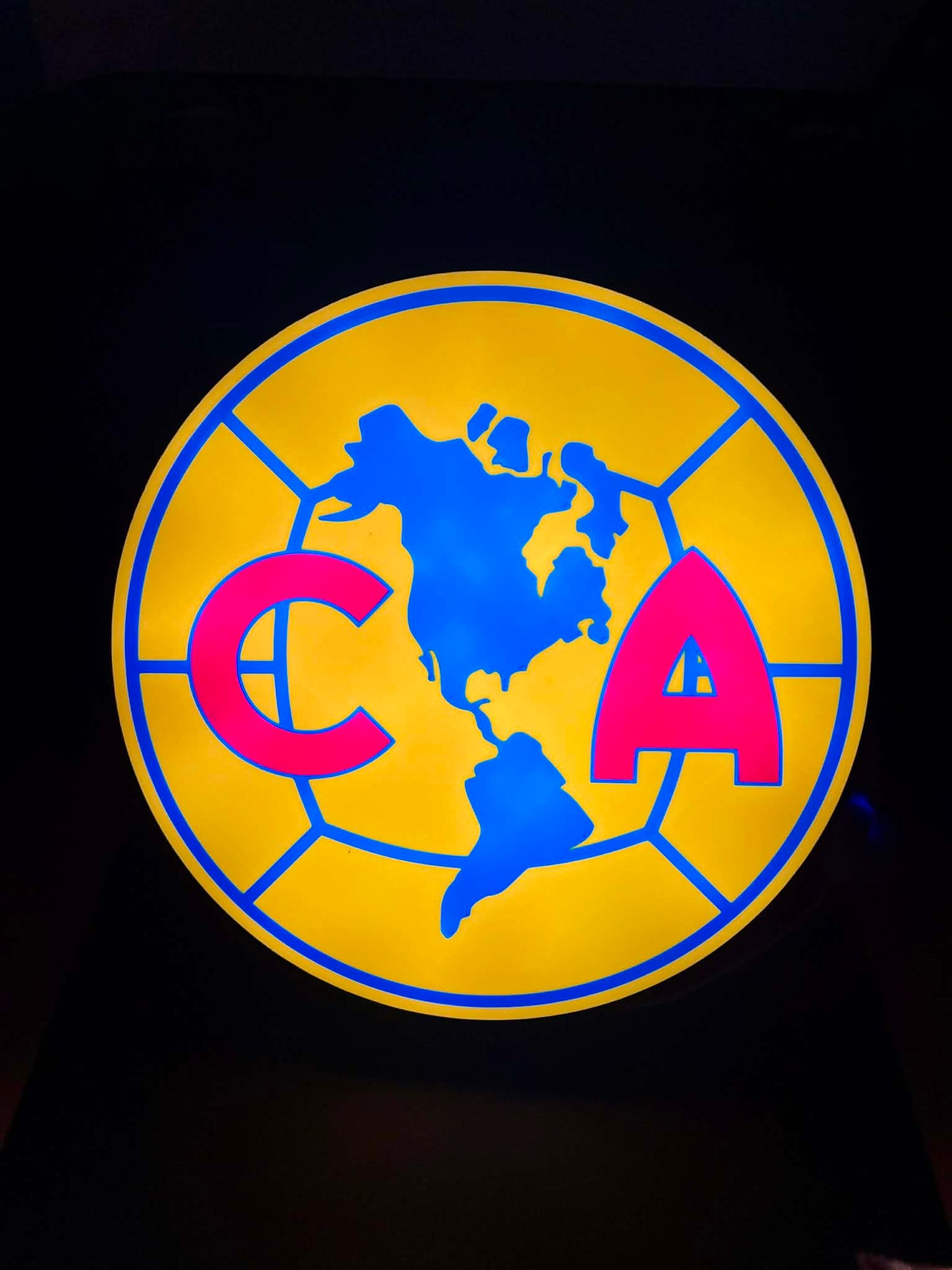 Club América 3D LED RGB Light Box – Multicolor, Sound-Reactive, Wall-Mounted Soccer Fan Decor