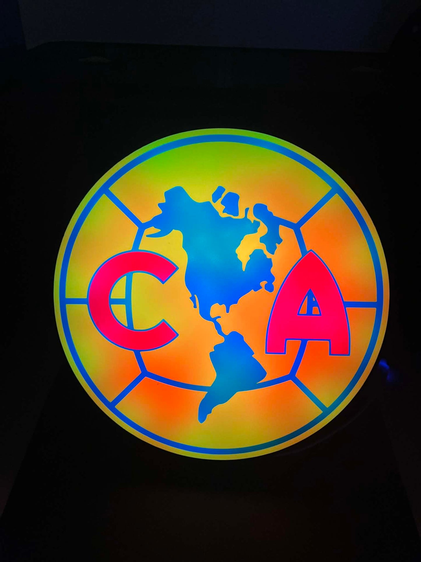 Club América 3D LED RGB Light Box – Multicolor, Sound-Reactive, Wall-Mounted Soccer Fan Decor