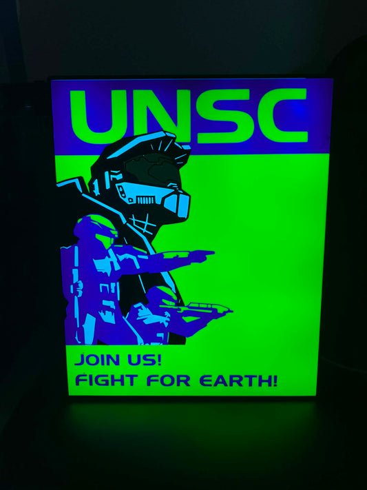 Halo Inspired UNSC “Join Us! Fight for Earth!” RGB Display Light Box