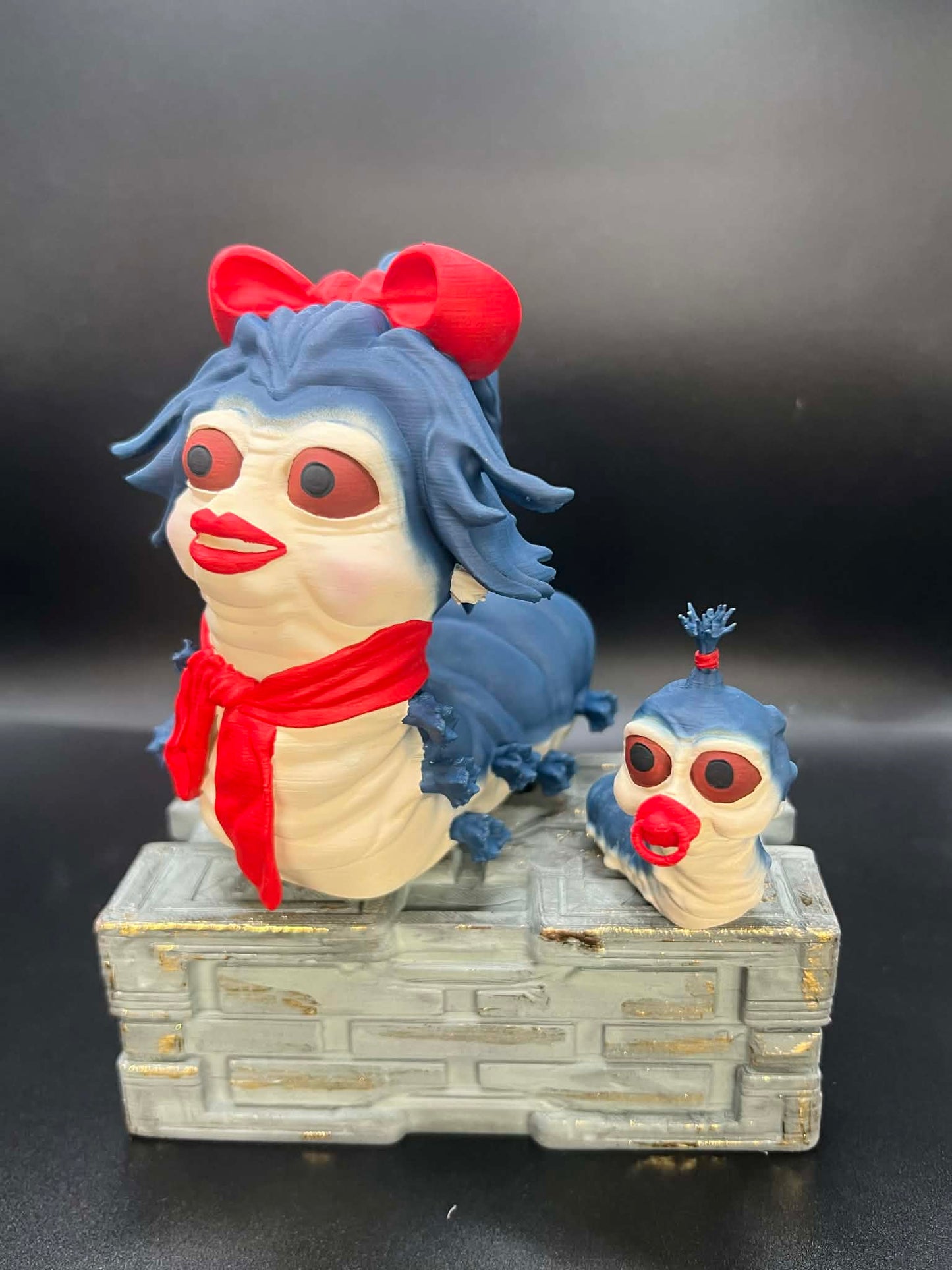 Labyrinth Inspired Worm Figurine - with Missus & Baby Worm!