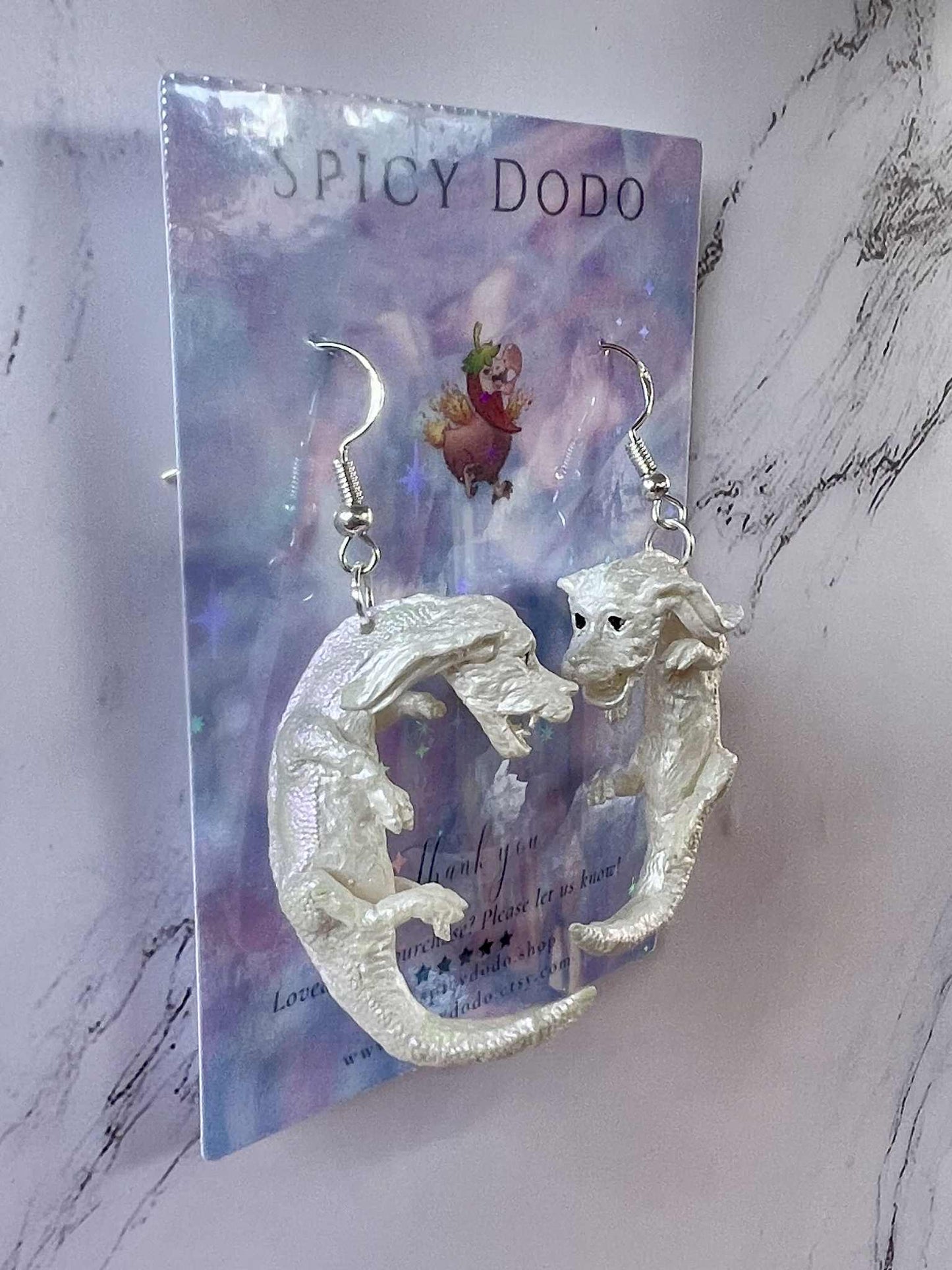 Neverending Story Inspired Falkor Dragon Earrings