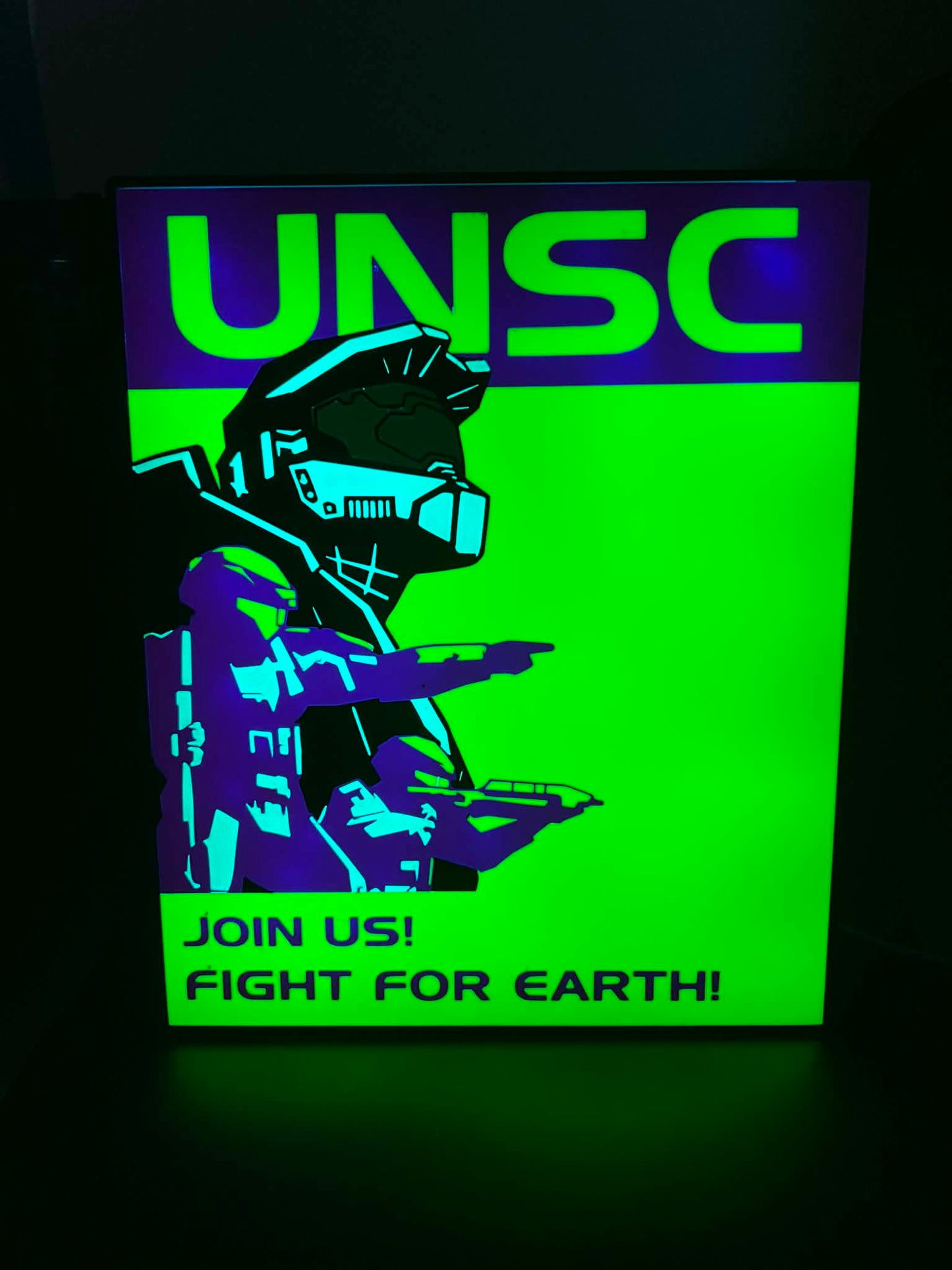 Halo Inspired UNSC “Join Us! Fight for Earth!” RGB Display Light Box
