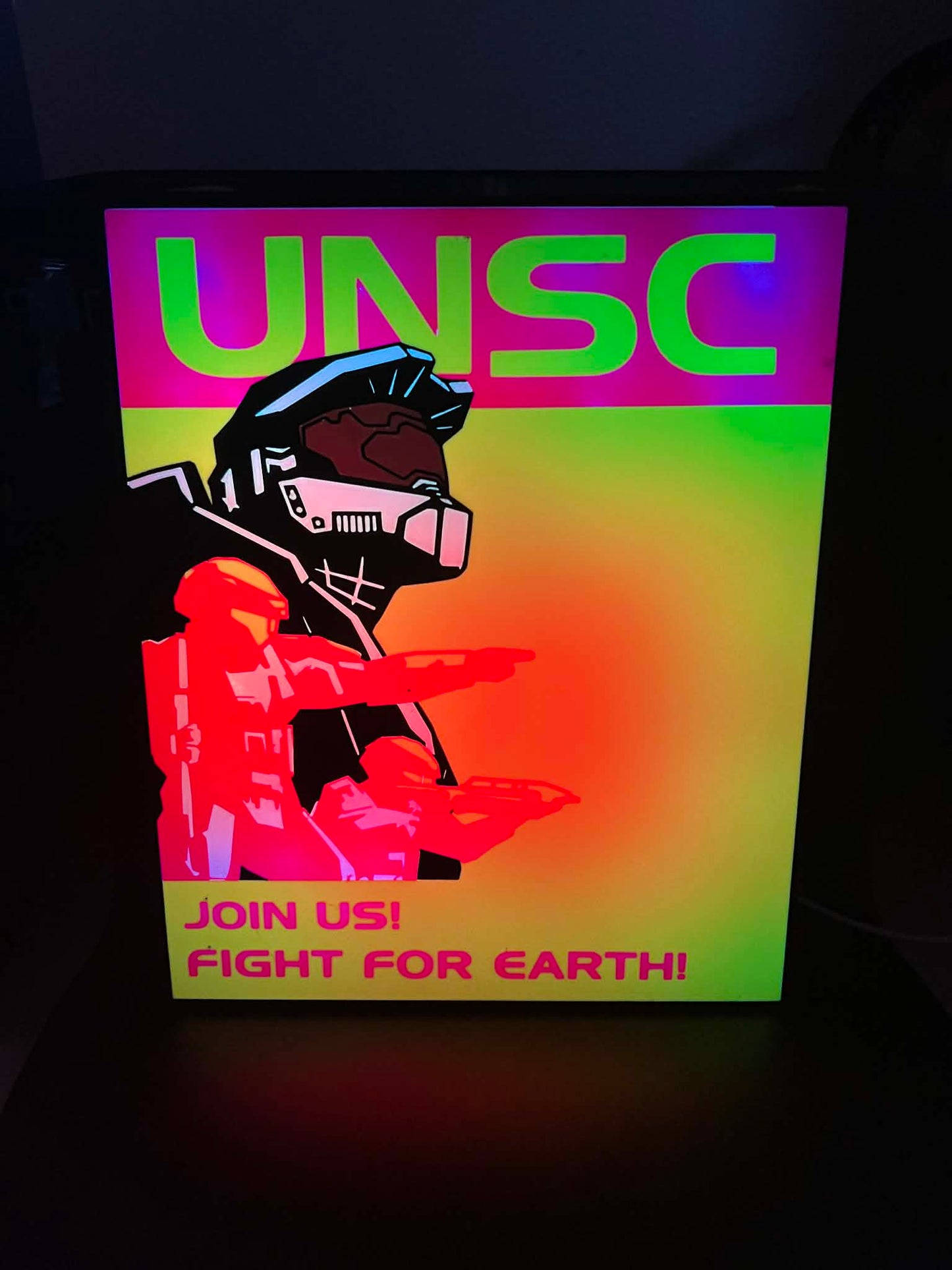 Halo Inspired UNSC “Join Us! Fight for Earth!” RGB Display Light Box
