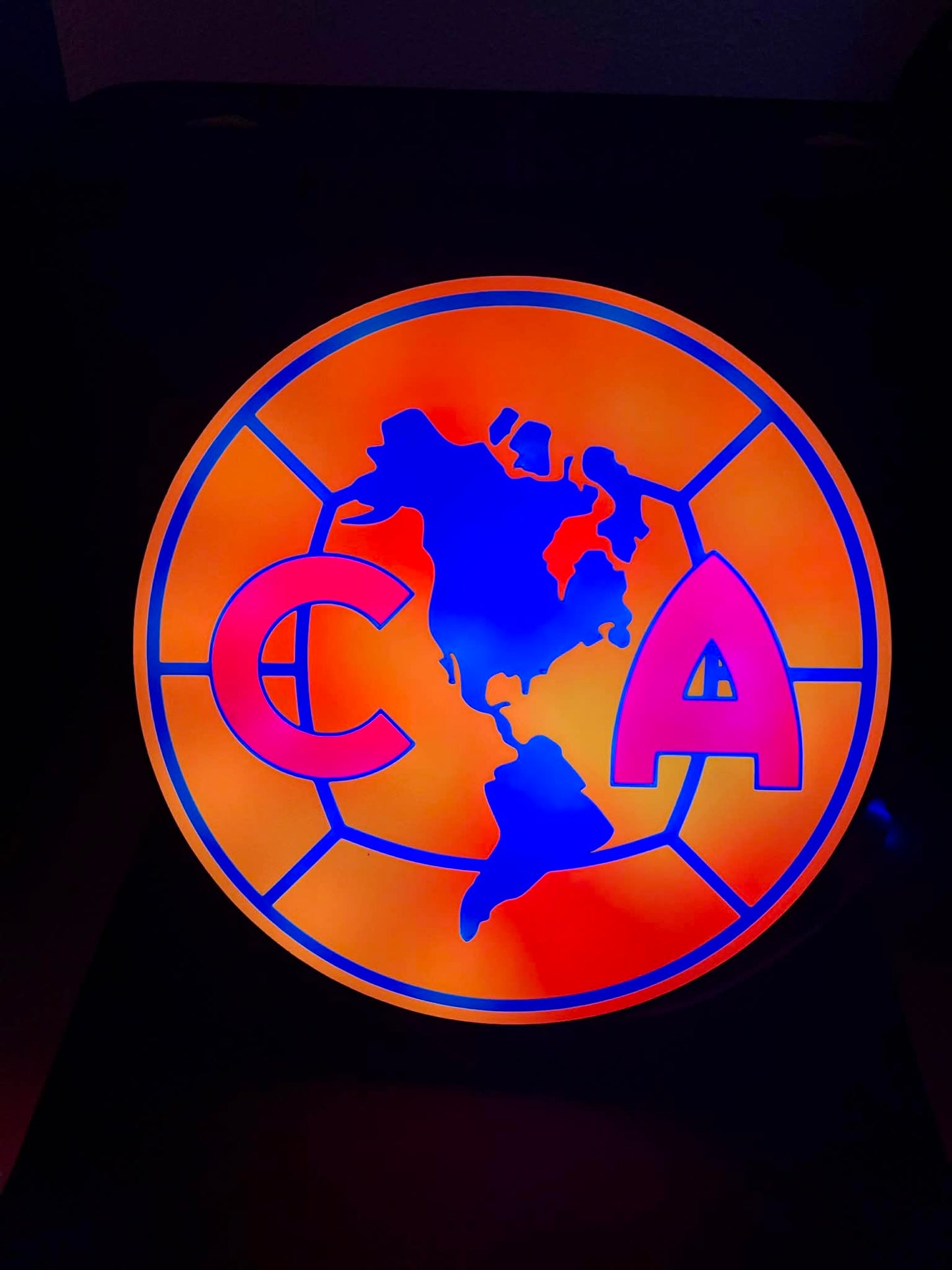 Club América 3D LED RGB Light Box – Multicolor, Sound-Reactive, Wall-Mounted Soccer Fan Decor